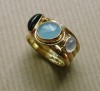  Gold, tourmaline, opaline and moonstone ring